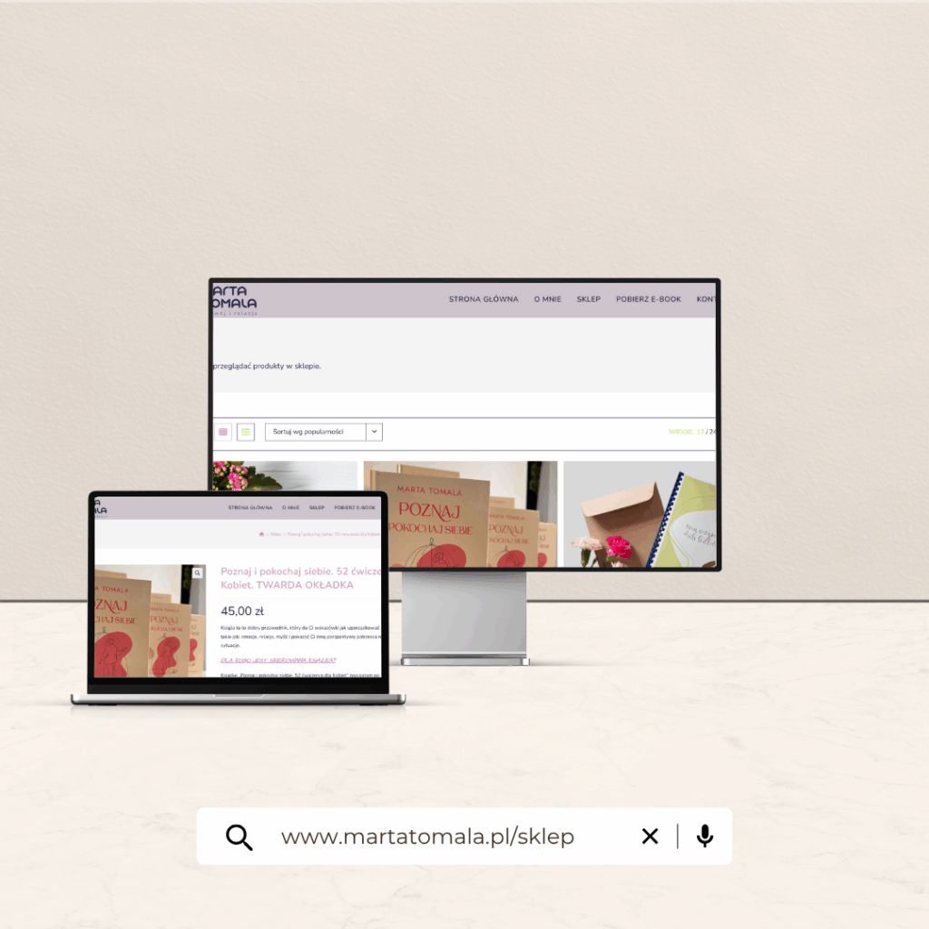 Marta Tomala – strona internetowa + newsletter + sklep online